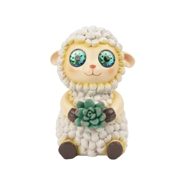 SM25485 Little Lamb Solar Resin Statue Freestanding Animal Light_3