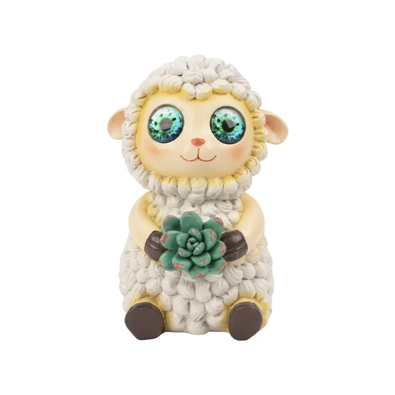 SM25485 Little Lamb Solar Resin Statue Freestanding Animal Light_3