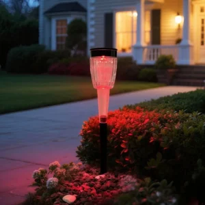 SM25495 Multicolor ABS Plastic Solar Pathway Stake Lantern Light