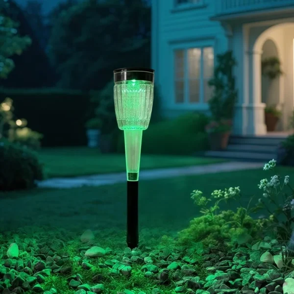 SM25495 Multicolor ABS Plastic Solar Pathway Stake Lantern Light_3