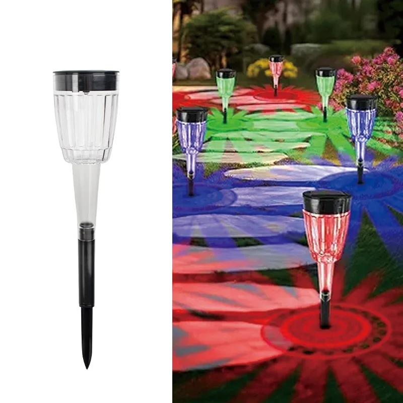 SM25495 Multicolor ABS Plastic Solar Pathway Stake Lantern Light_5