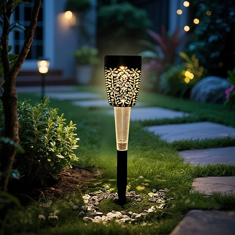 SM25496 Hollow-out ABS Plastic Decorative Solar Pathway Stake Light Lantern
