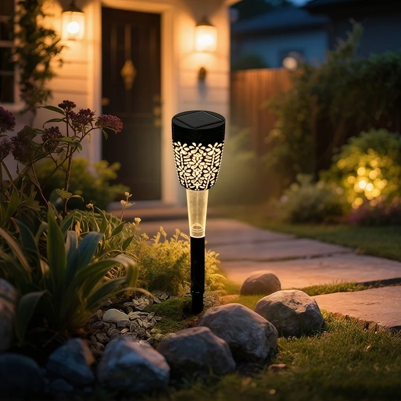 SM25496 Hollow-out ABS Plastic Decorative Solar Pathway Stake Light Lantern_2