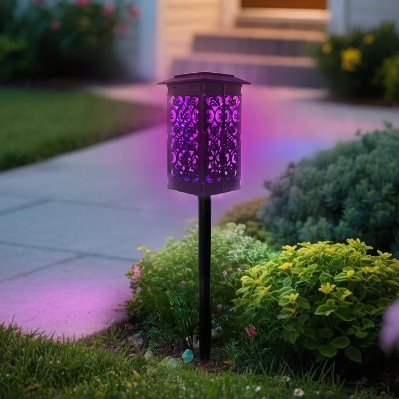 SM25497 ABS Plastic Foldable Hollow-Out Solar Pathway Stake Light Lantern