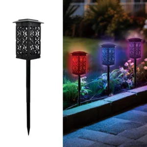 SM25497 ABS Plastic Foldable Hollow-Out Solar Pathway Stake Light Lantern_3