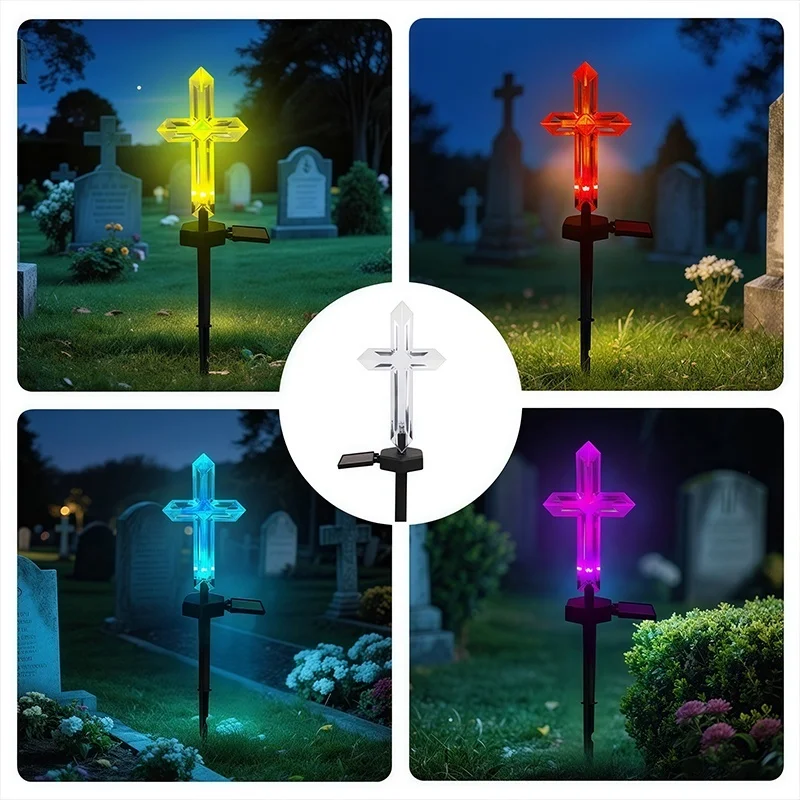 SM25498 Solar Stake Light for Plastic PP Memorial Cemetery Cross