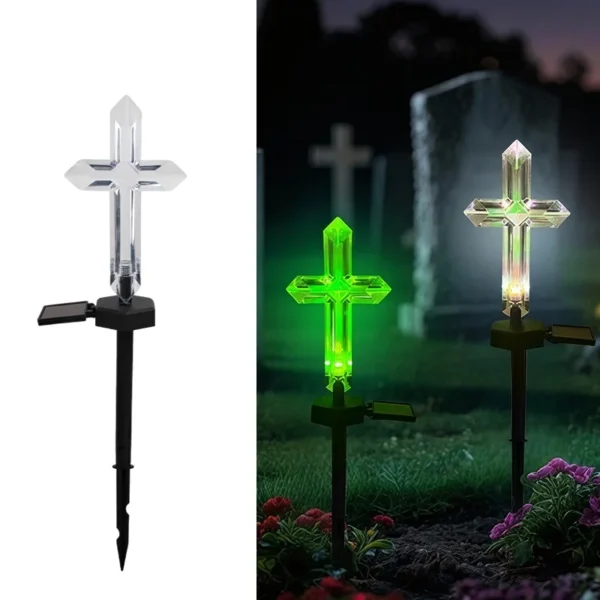 SM25498 Solar Stake Light for Plastic PP Memorial Cemetery Cross_6