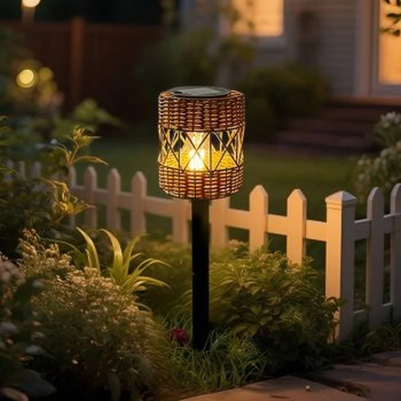 SM25499 Solar Stake Light with Plastic PP Rattan Design_2
