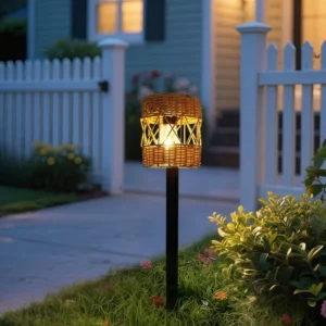 SM25499 Solar Stake Light with Plastic PP Rattan Design_3