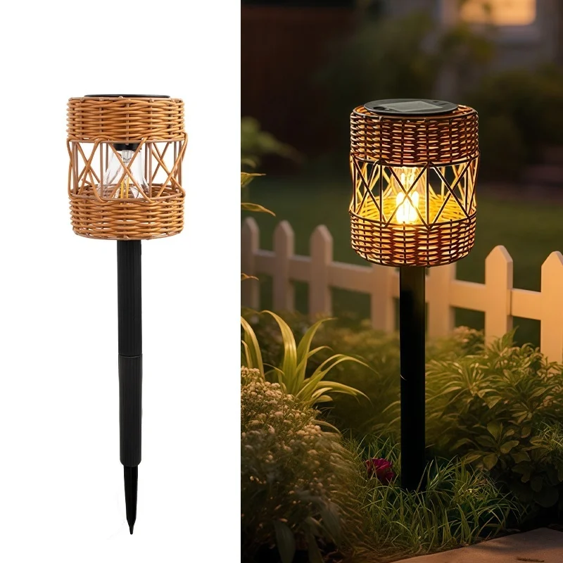 SM25499 Solar Stake Light with Plastic PP Rattan Design_5