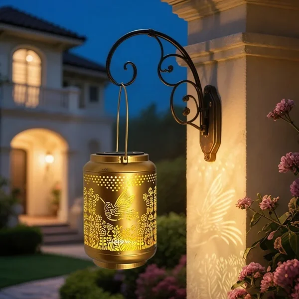 SM25502 Plastic PP Hollow-Out Hummingbird Bird Solar Hanging Lantern Light_2
