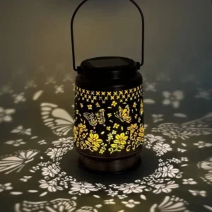 SM25504 Plastic PP Hollow-Out Butterfly Solar Hanging Lantern Light Animal_3