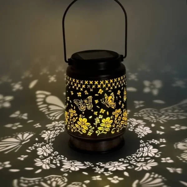 SM25504 Plastic PP Hollow-Out Butterfly Solar Hanging Lantern Light Animal_3