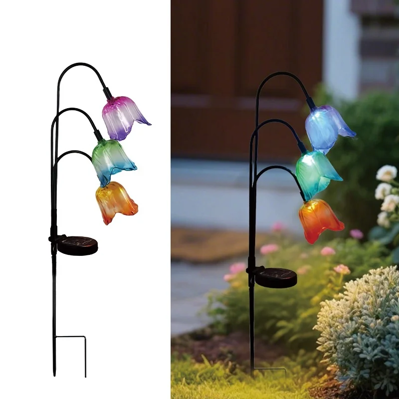 SM25508 ABS Plastic Tulip Flower Solar Tabletop Lamp