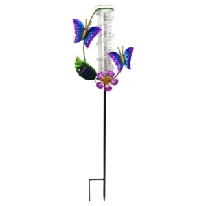 SM25509 Solar Butterfly Rain Gauge Stake Light Plastic PP Animal