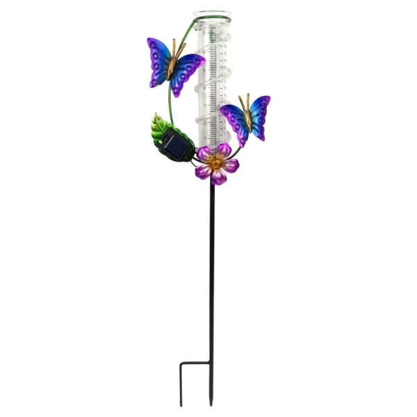 SM25509 Solar Butterfly Rain Gauge Stake Light Plastic PP Animal