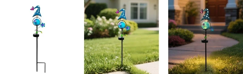 SM25515 Metal-iron + Glass Solar Genie Lawn Stake Light
