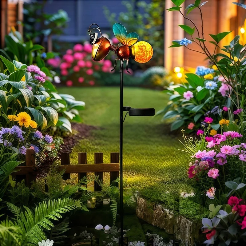 SM25517 metal-iron + Glass Ant Animal Solar Tabletop Lamp