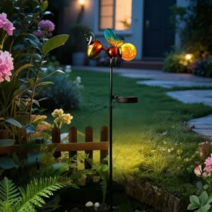 SM25517 metal-iron + Glass Ant Animal Solar Tabletop Lamp_3