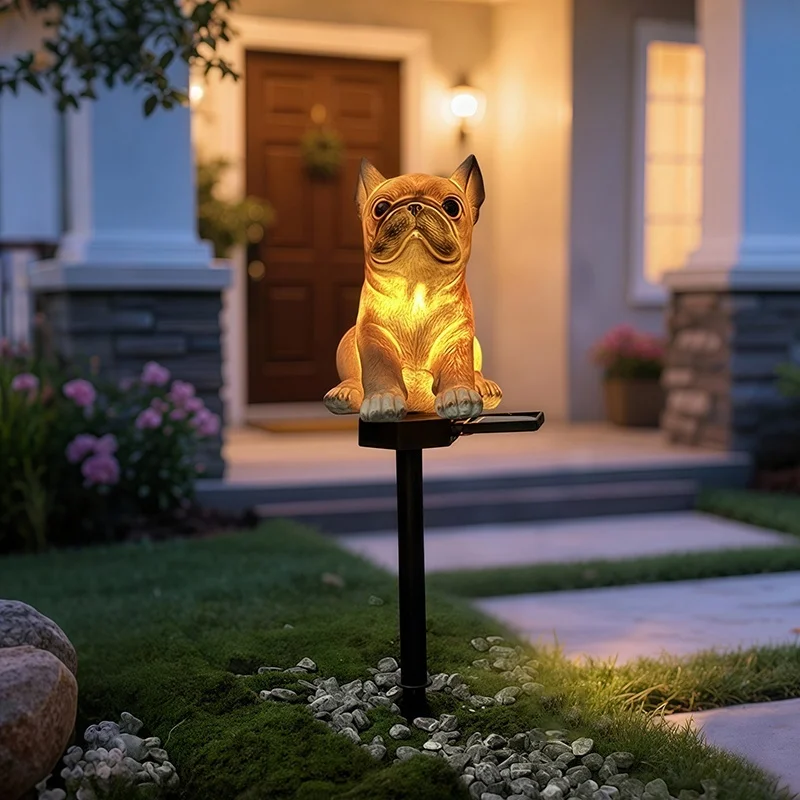 SM25529 Dog Resin Statue with Solar Stake Light_2