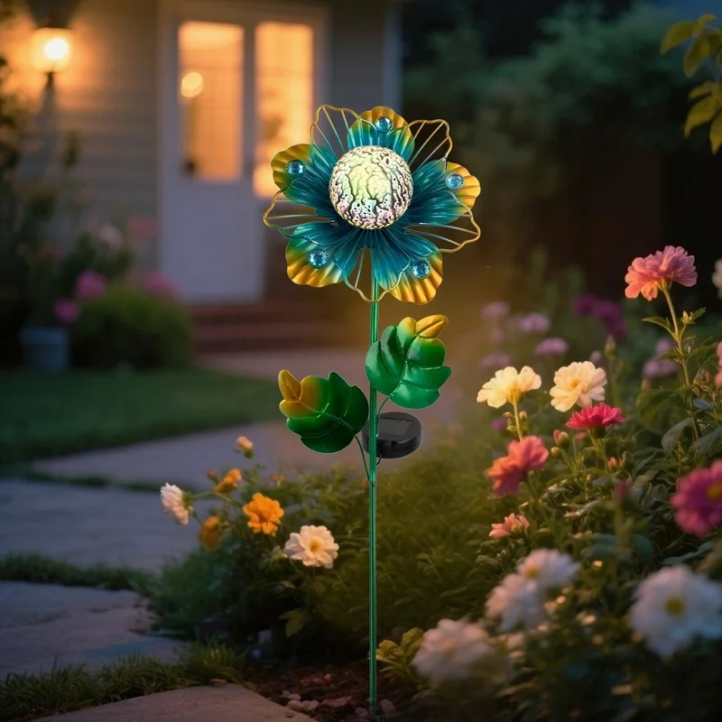 SM25535 Plastic PP Decorative Floral Solar Stake Light Flower_3