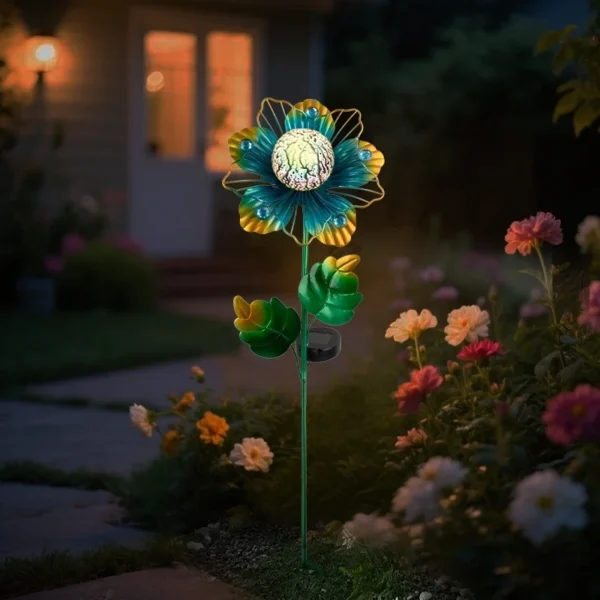SM25535 Plastic PP Decorative Floral Solar Stake Light Flower_4