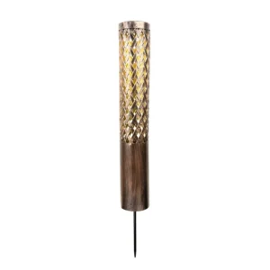 SM25536 Large White Textured Plastic PP Hollow-Out Solar Stake Lantern Light