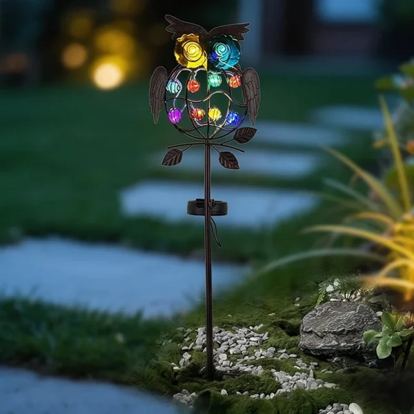 SM25537 Plastic PP Solar Owl Bird Animal Stake Light