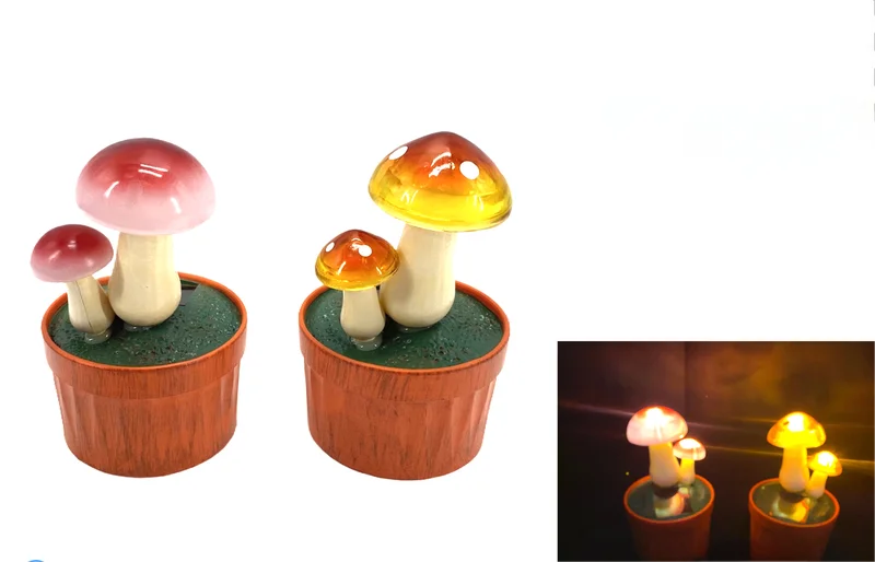 SM25574 ABS Plastic Solar Mushroom Tabletop Light with 2 LEDs
