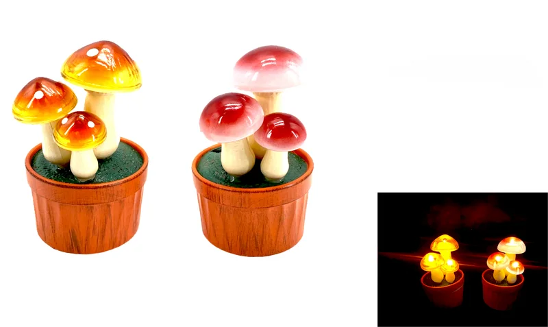 SM25575 ABS Plastic Solar Mushroom Tabletop Light with 3 LEDs