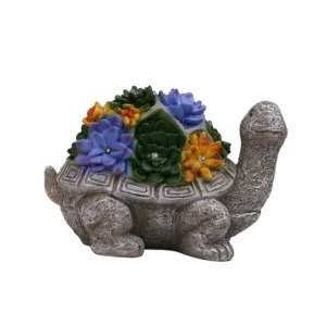 SM25581 Turtle Solar Lamp Resin Statue Animal Tabletop Light_2