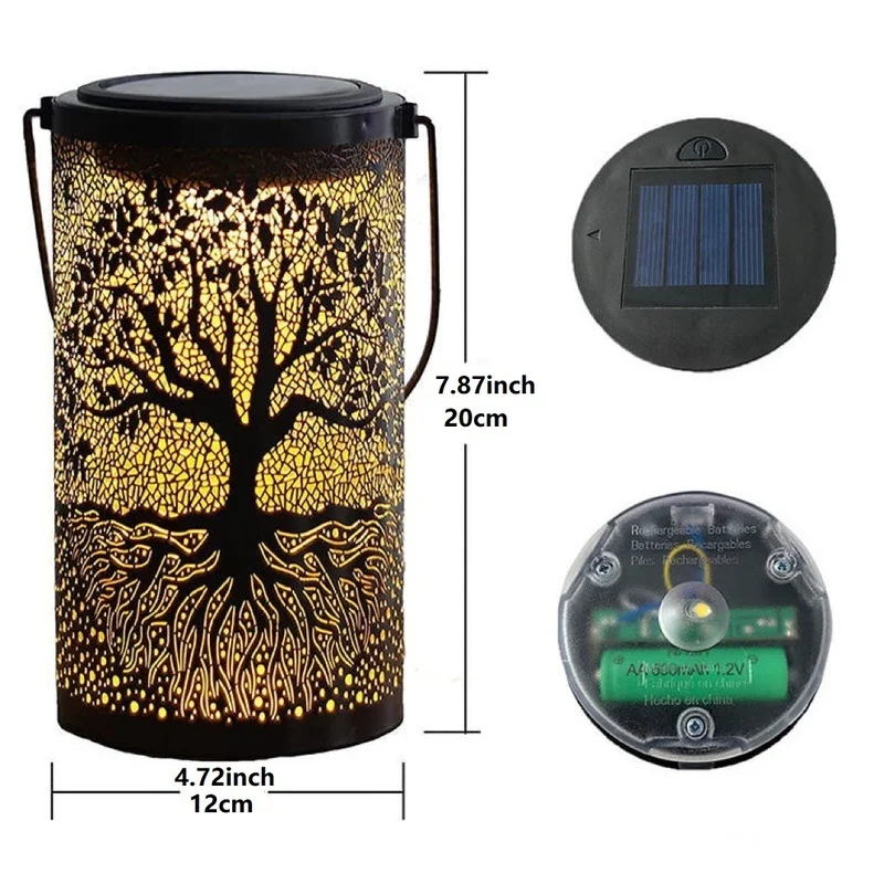 SM25589 Vintage Big Tree Plastic PP Solar Hanging Lantern Light