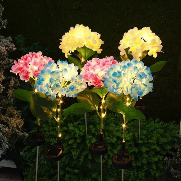 SM25646 Plastic PP Hydrangea Flower Solar Stake Light