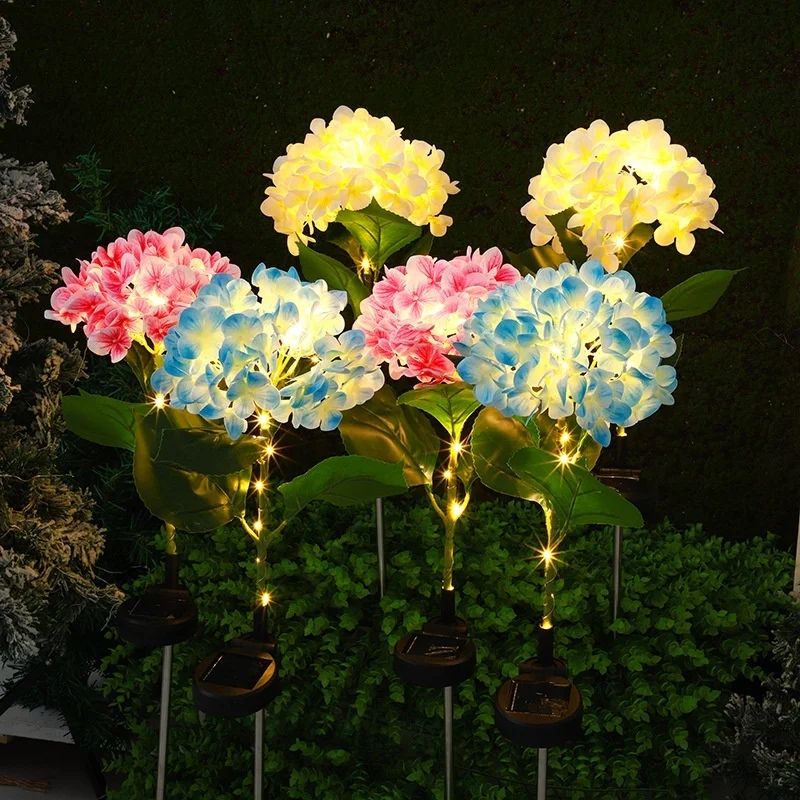 SM25646 Plastic PP Hydrangea Flower Solar Stake Light