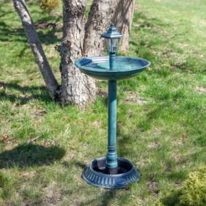SM25658 Plastic PP Bird Bath with Solar Lamp Tabletop Animal Light