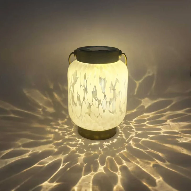 SM25662 Cylindrical Plastic PP Glass Solar Lantern Hanging Light