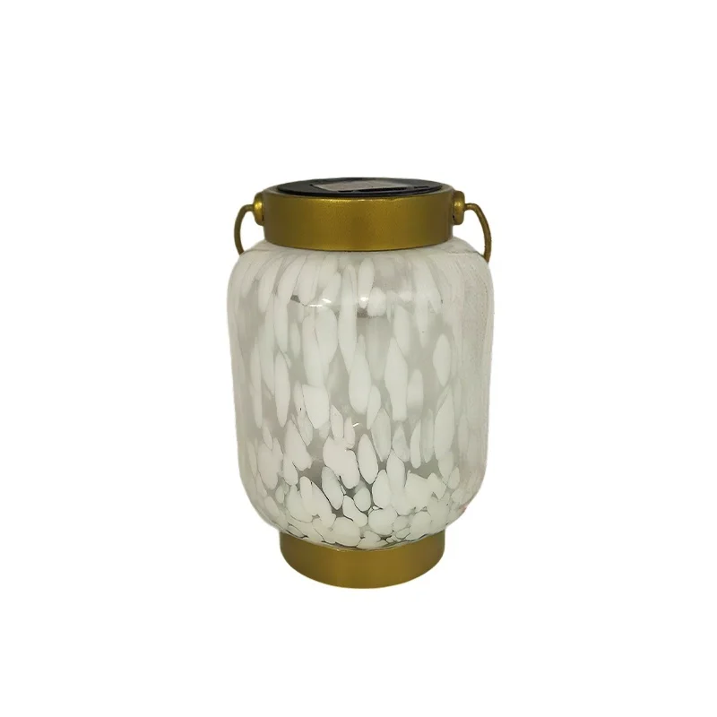 SM25662 Cylindrical Plastic PP Glass Solar Lantern Hanging Light_3