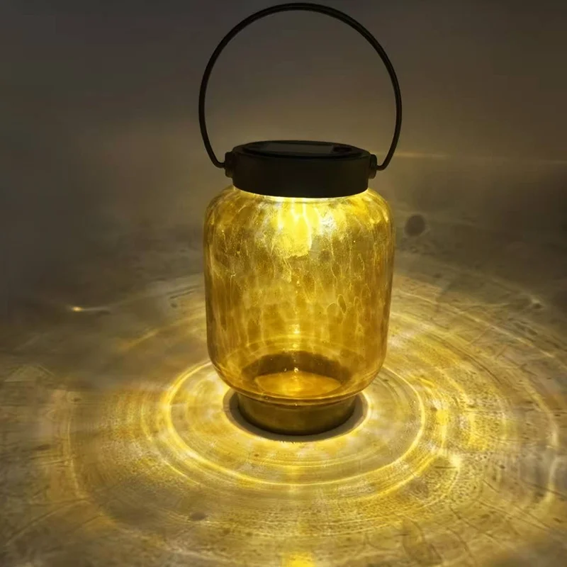 SM25662 Cylindrical Plastic PP Glass Solar Lantern Hanging Light_4