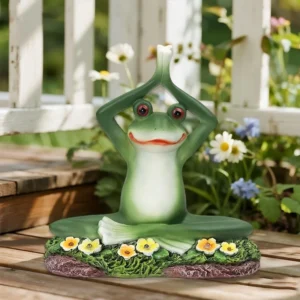 SM25669 Frog Resin Statue Solar Tabletop Animal Lamp_3
