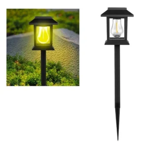 SM25671 Plastic PP Solar Pathway Stake Lights, Set of 2 Lantern Globe Jar Candles
