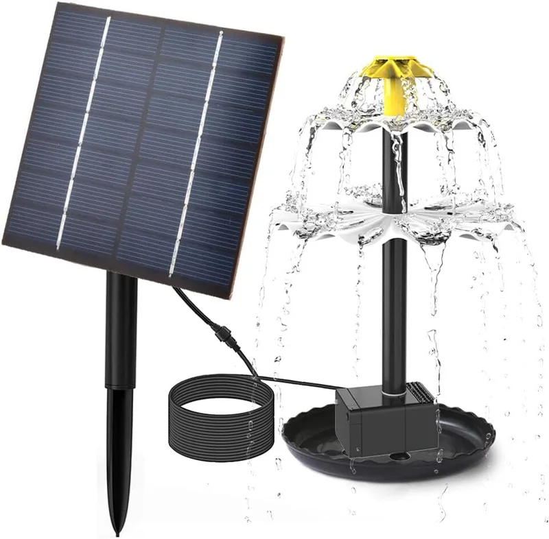 SM25672 ABS Plastic 3-Tier Solar Bird Bath Fountain with Freestanding Light and Animal Design