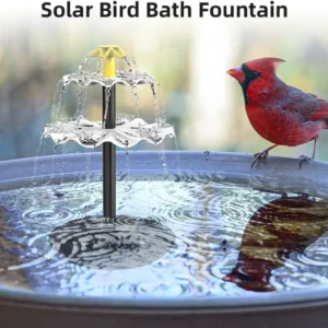 SM25672 ABS Plastic 3-Tier Solar Bird Bath Fountain with Freestanding Light and Animal Design_3