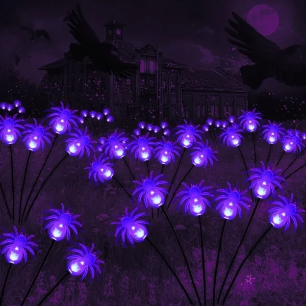 SM25673 ABS Plastic 8 LED Halloween Spider Solar Stake Light_2