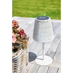SM25684 Hollow-out Plastic PP Solar Table Lamp Lantern for Tabletop Use
