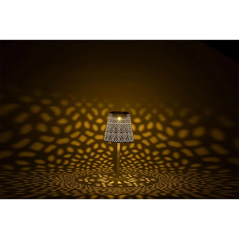SM25684 Hollow-out Plastic PP Solar Table Lamp Lantern for Tabletop Use_2
