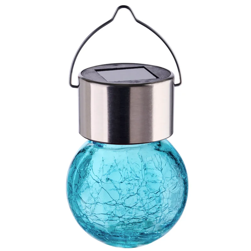 SM25690 PP Plastic Solar Hanging Cracked Glass Globe Jar Lantern Light
