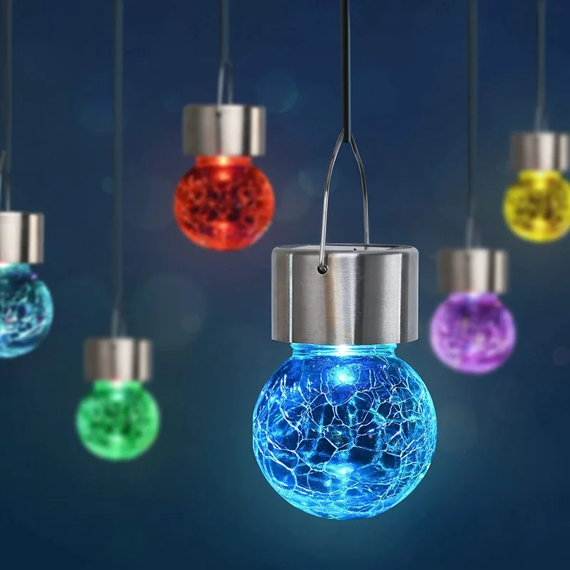 SM25690 PP Plastic Solar Hanging Cracked Glass Globe Jar Lantern Light_3