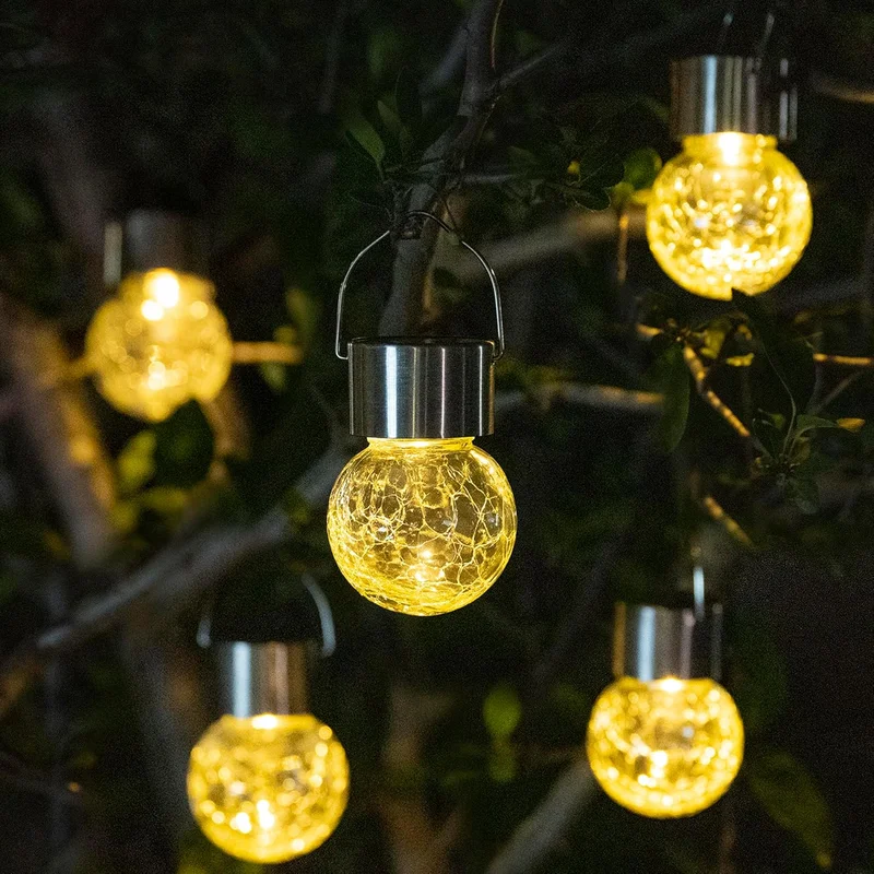 SM25690 PP Plastic Solar Hanging Cracked Glass Globe Jar Lantern Light_6
