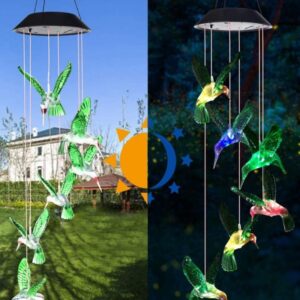 sm25691 pp plastic solar butterfly bird hummingbird ball animal wind chime hanging light globe