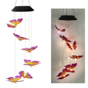 SM25691 Solar Powered Plastic PP Butterfly, Bird, Hummingbird, Ball, Animal Wind Chime Hanging Light Globe